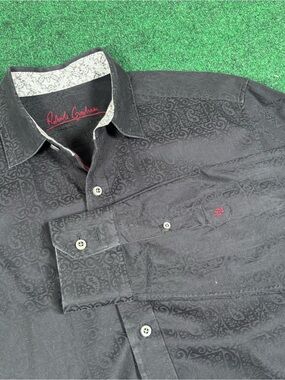 Robert Graham Men's L Black Paisley Button Up Long Sleeve Classic Fit Flip Cuff